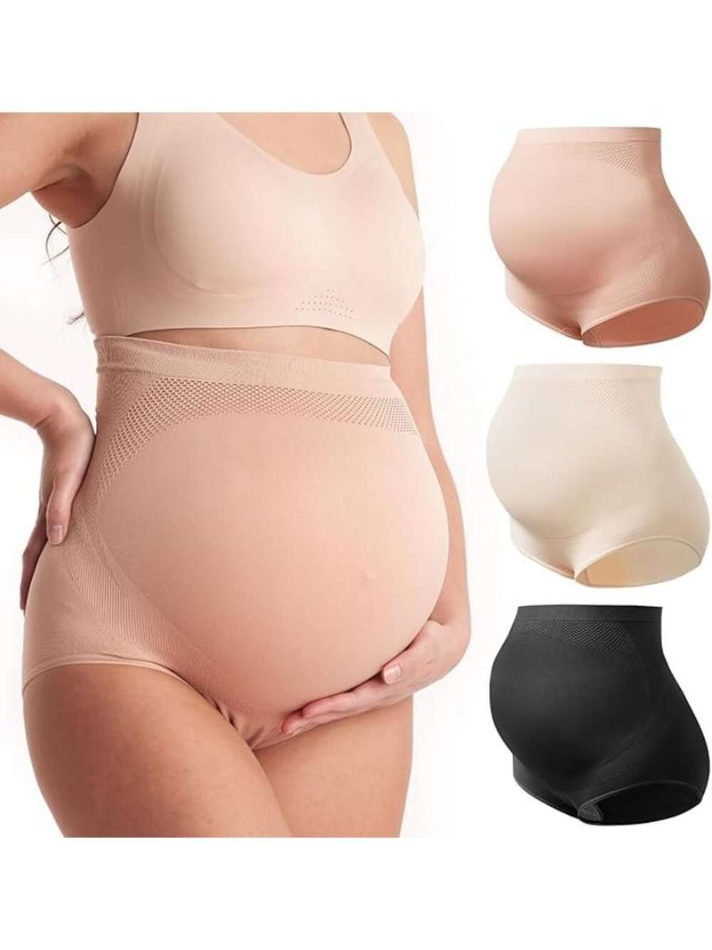 Momcozy Maternity High Waist Seamless Over Bump Underwear 3 Pack 2XL